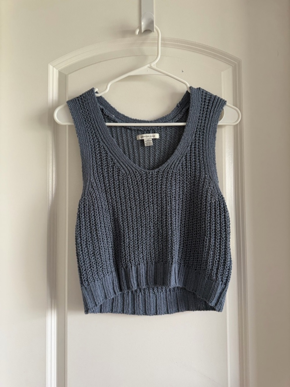 American Eagle V-Neck Knit Tank Top - Slate Blue